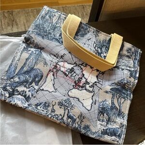 Christian Dior Around the World Blue and Cream Travel Bag